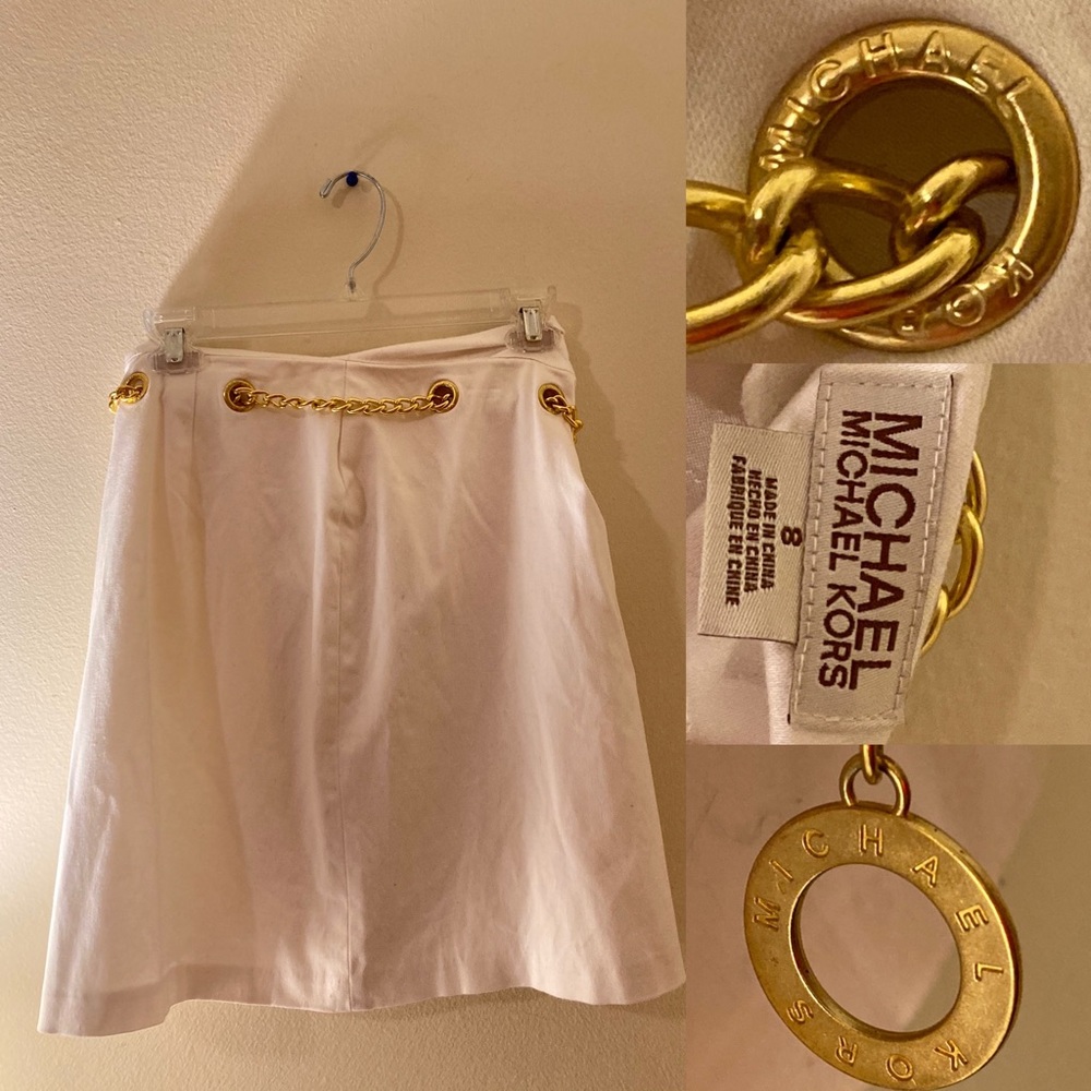 Michael Kors 8 White & Gold Skirt